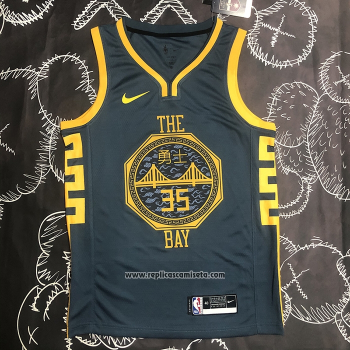 Camiseta Golden State Warriors Kevin Durant #35 Ciudad 2018-19 Azul
